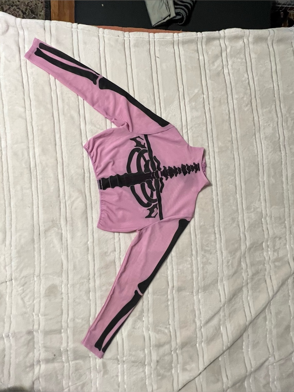 Leg Avenue Pink Top with Black Skeleton Graphic